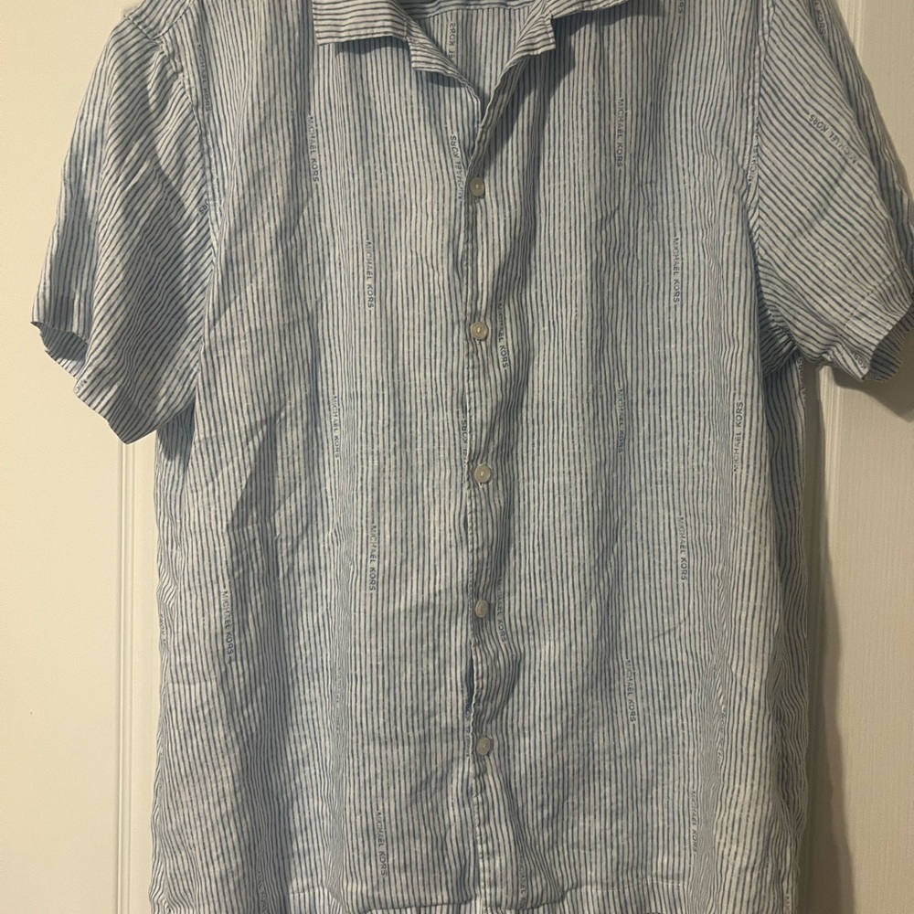 Michael Kors Light Blue Striped Casual Shirt
